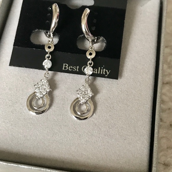 Silver earring W Rhinestone - Picture 4 of 4